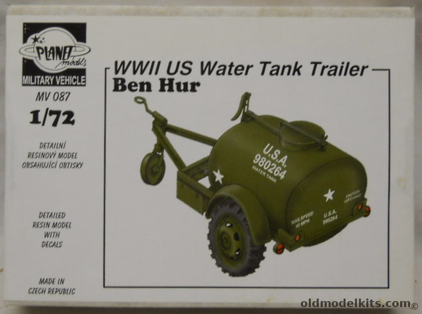 Planet Models 1/72 US Army Ben Hur Water Tank Trailer, MV087 plastic model kit